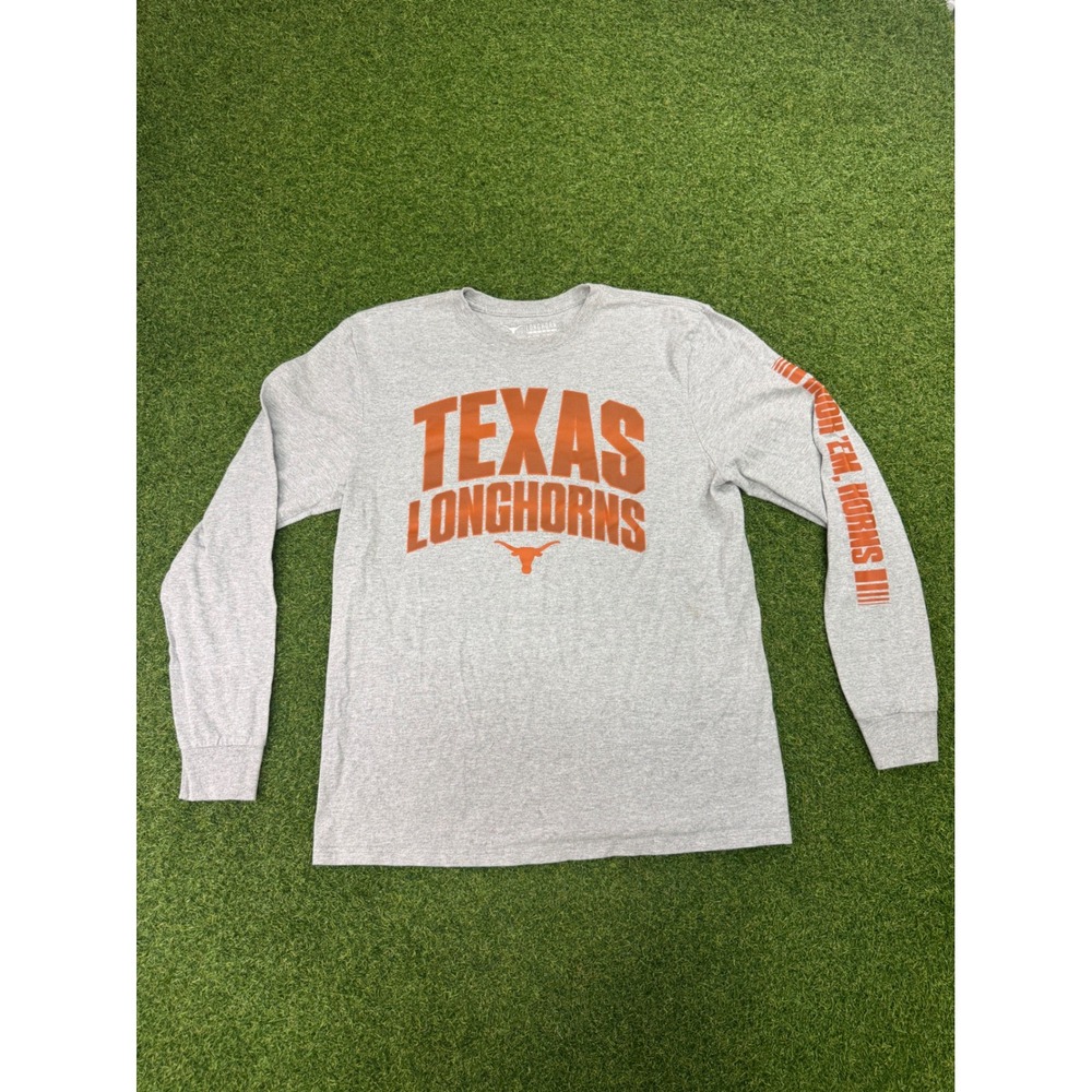 Longhorn Apparel Texas Longhorns Long‎ Sleeve T-Shirt Gray Mens Large Hook Em UT